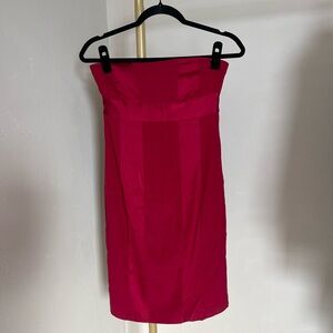 Womens red strapless bodycon dress